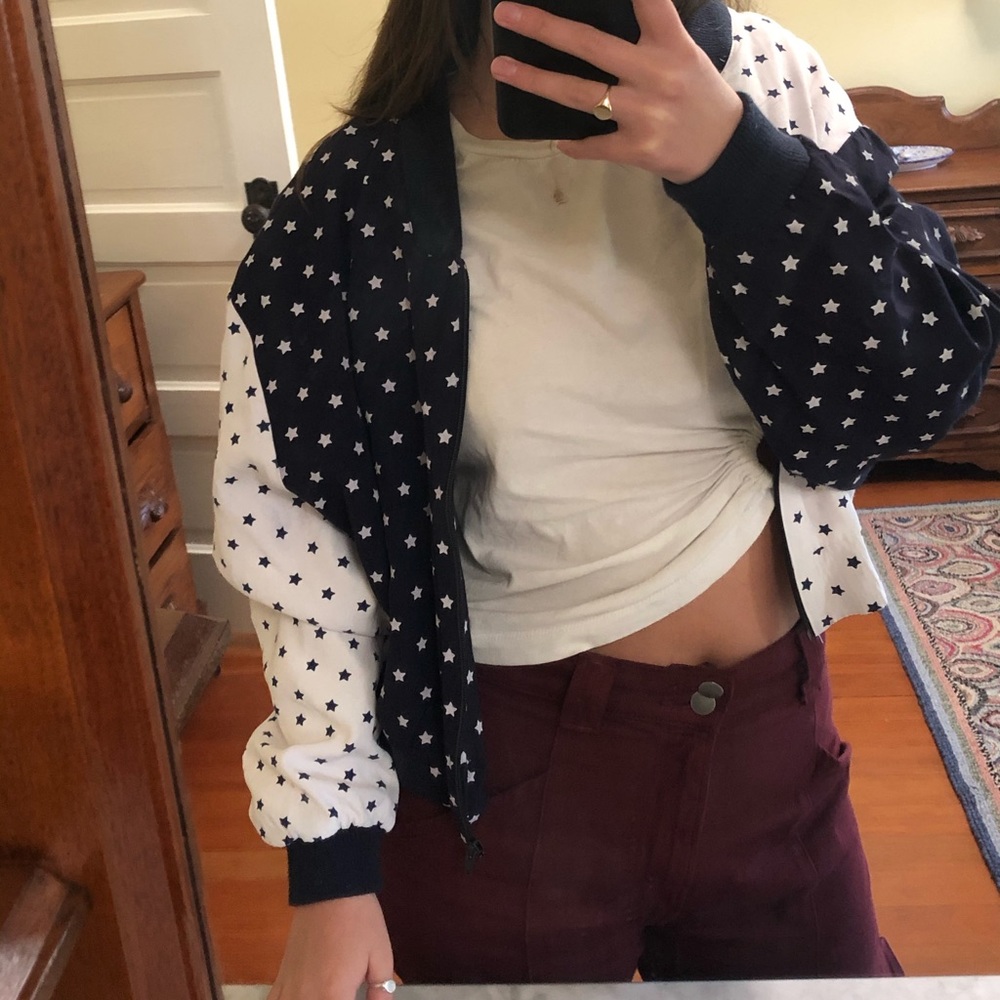 RETRO blue and white star bomber